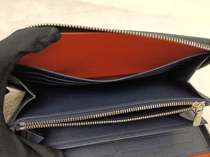 LV Zippy Wallet Long Organizer NM Epi Graphite Blue Gray
