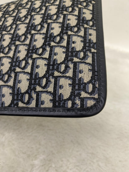 Dior Clutch Logogram Jacquard Oblique Navy GHW 2019