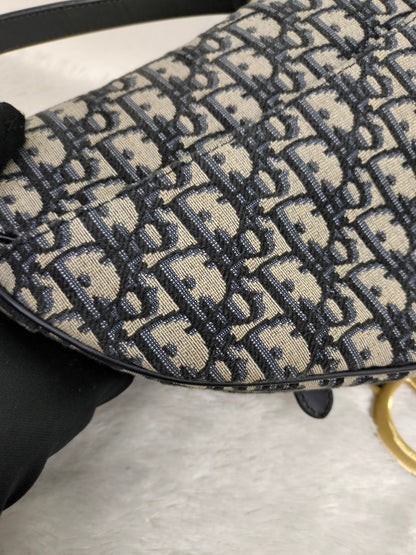 Dior Saddle Medium Oblique Navy GHW 2023