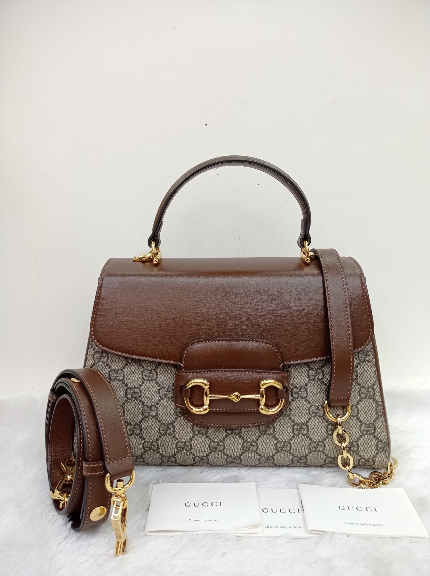 Gucci Top Handle Horsebit Medium Brown GHW