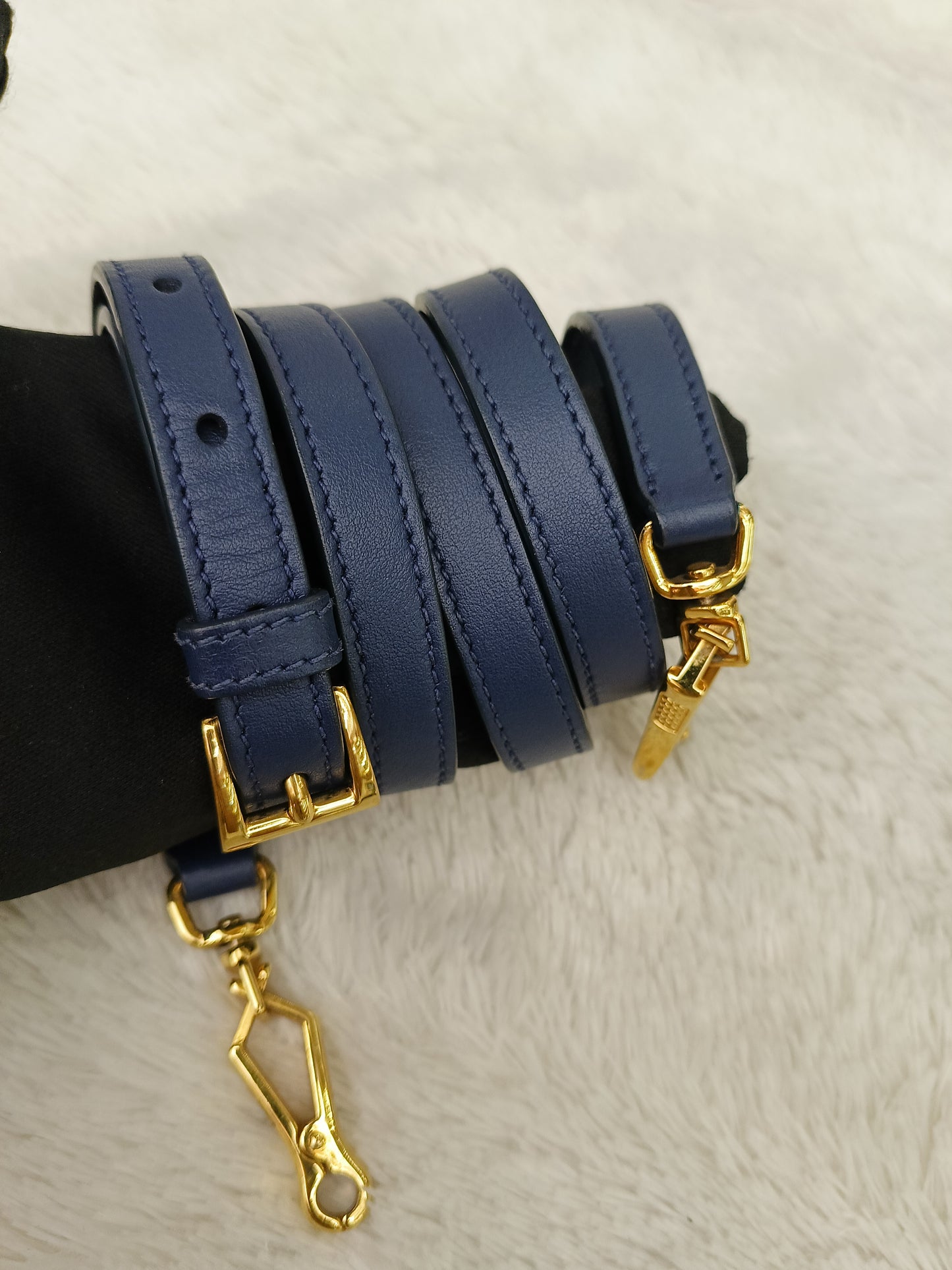 Prada Saffiano Bibliotheque 2 Way Tote Bluette Red GHW