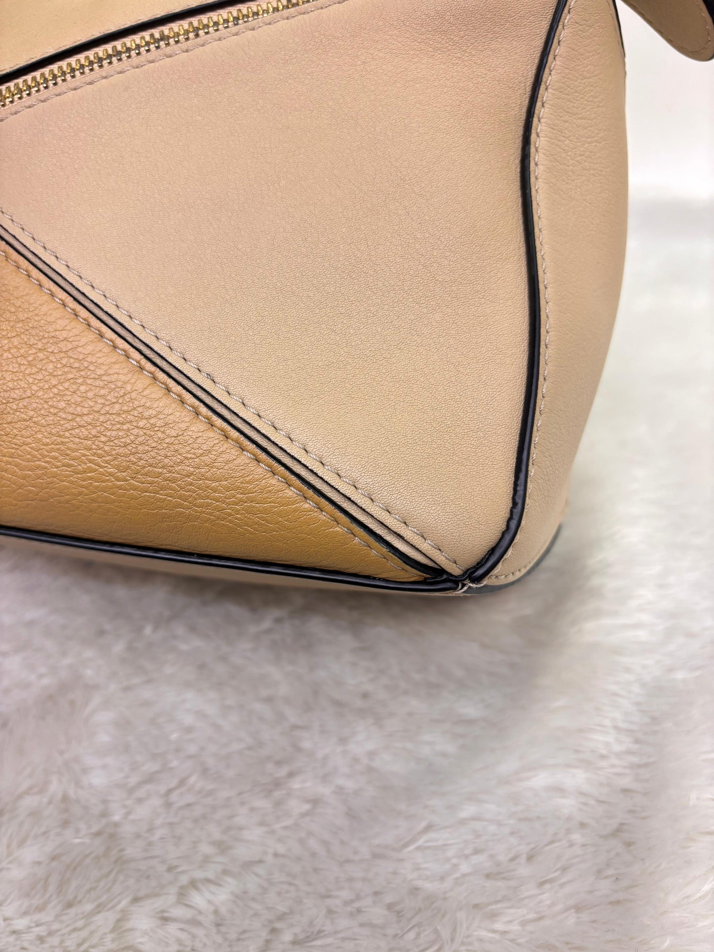 Loewe Puzzle Small Calfskin Dusty Beige Soft White GHW 2022