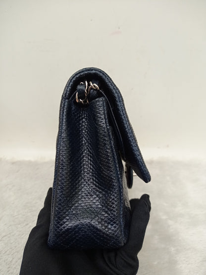 Chanel Medium Karung Snake Skin Navy SHW DF #14