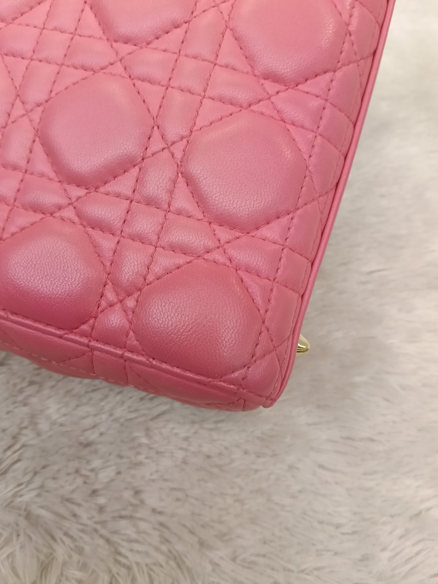 Lady Dior Small Lamb Fuchsia GHW 2018