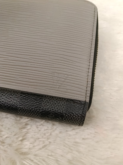 LV Zippy Wallet Long Organizer NM Epi Graphite Blue Gray