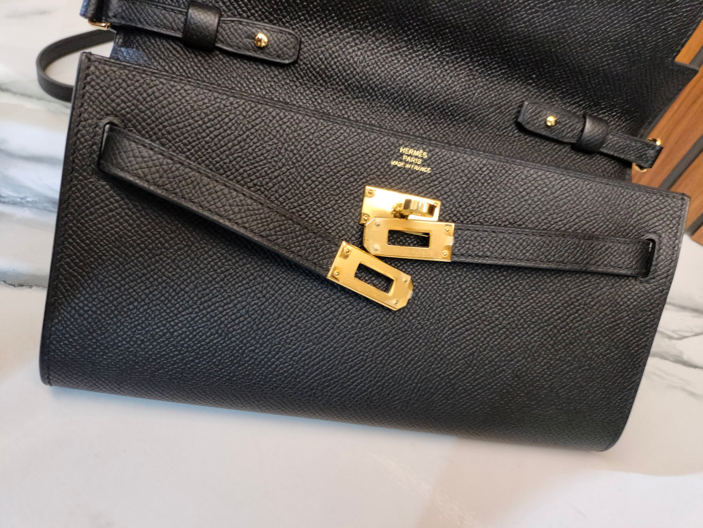 Hermes Kelly To Go Epsom Black GHW #B