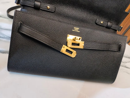Hermes Kelly To Go Epsom Black GHW #B