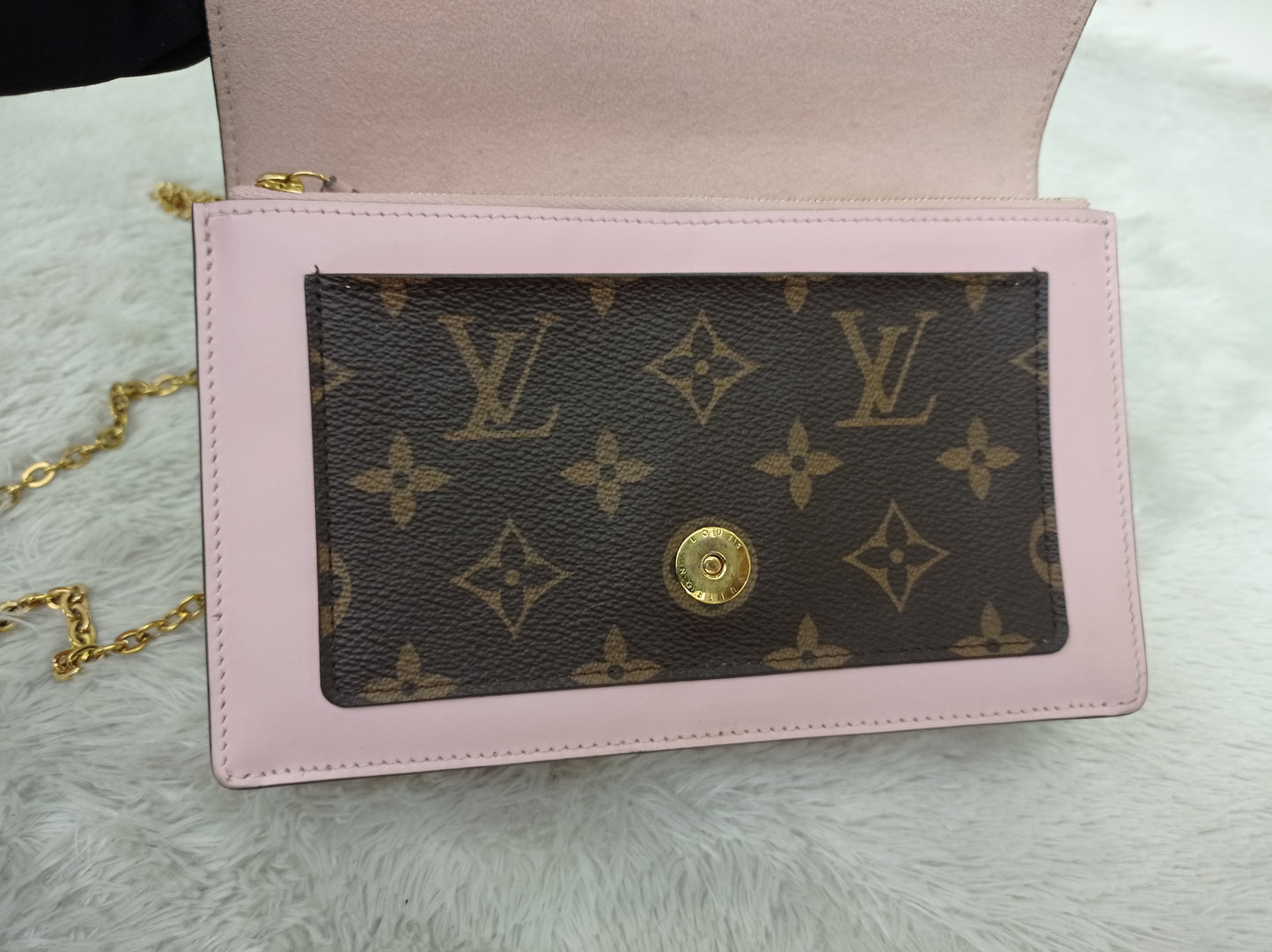 LV Flore Chain Wallet Monogram Rose Ballerine 2020