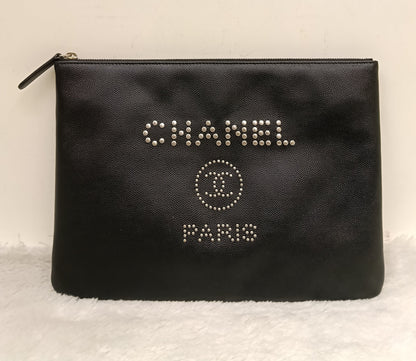 Chanel O'Case Deauville Medium Caviar Studded Black SHW #25
