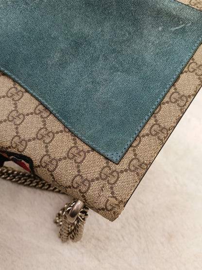 Gucci Dionysus Medium Embriodered Angry Cat Light Blue RHW