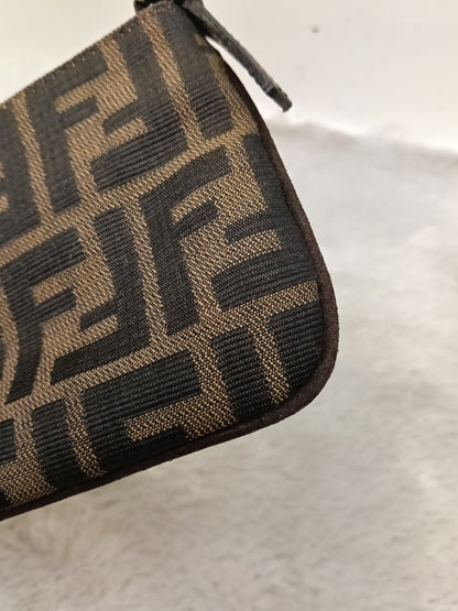 Fendi Pochette Flap Tobacco Zucca Canvas Brown SHW