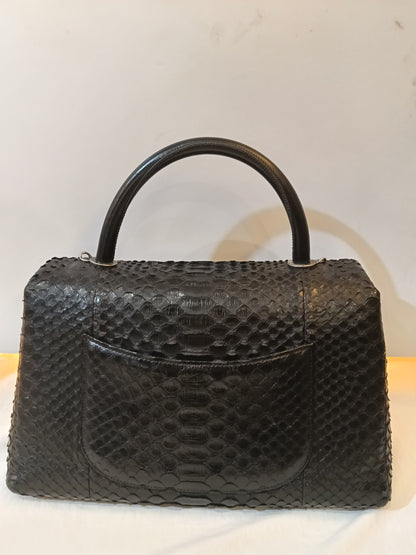 Chanel Coco Handle Medium Python Black RHW #23