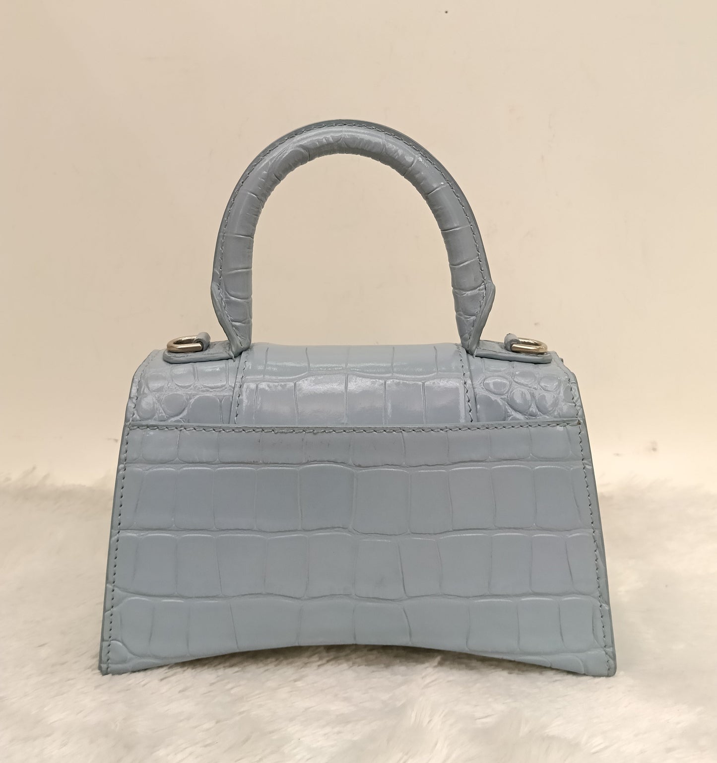 Balenciaga Hourglass XS Top Handle Croco Blue Grey SHW 2021