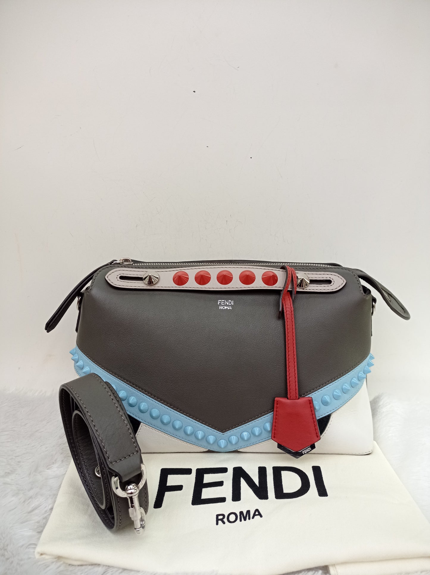 Fendi BTW Medium Sleepy Monster Multicolour Studded SHW