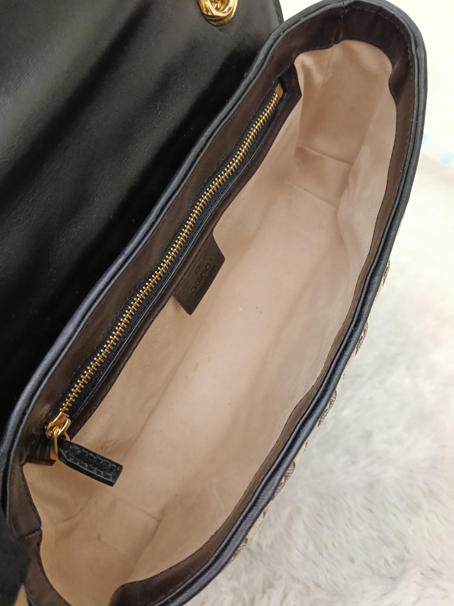 Gucci Marmont Small Canvas Beige Black GHW
