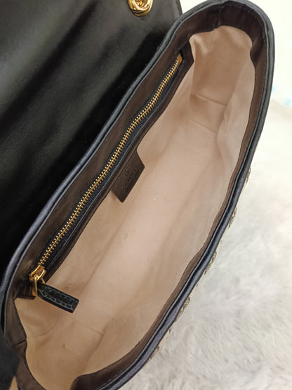 Gucci Marmont Small Canvas Beige Black GHW