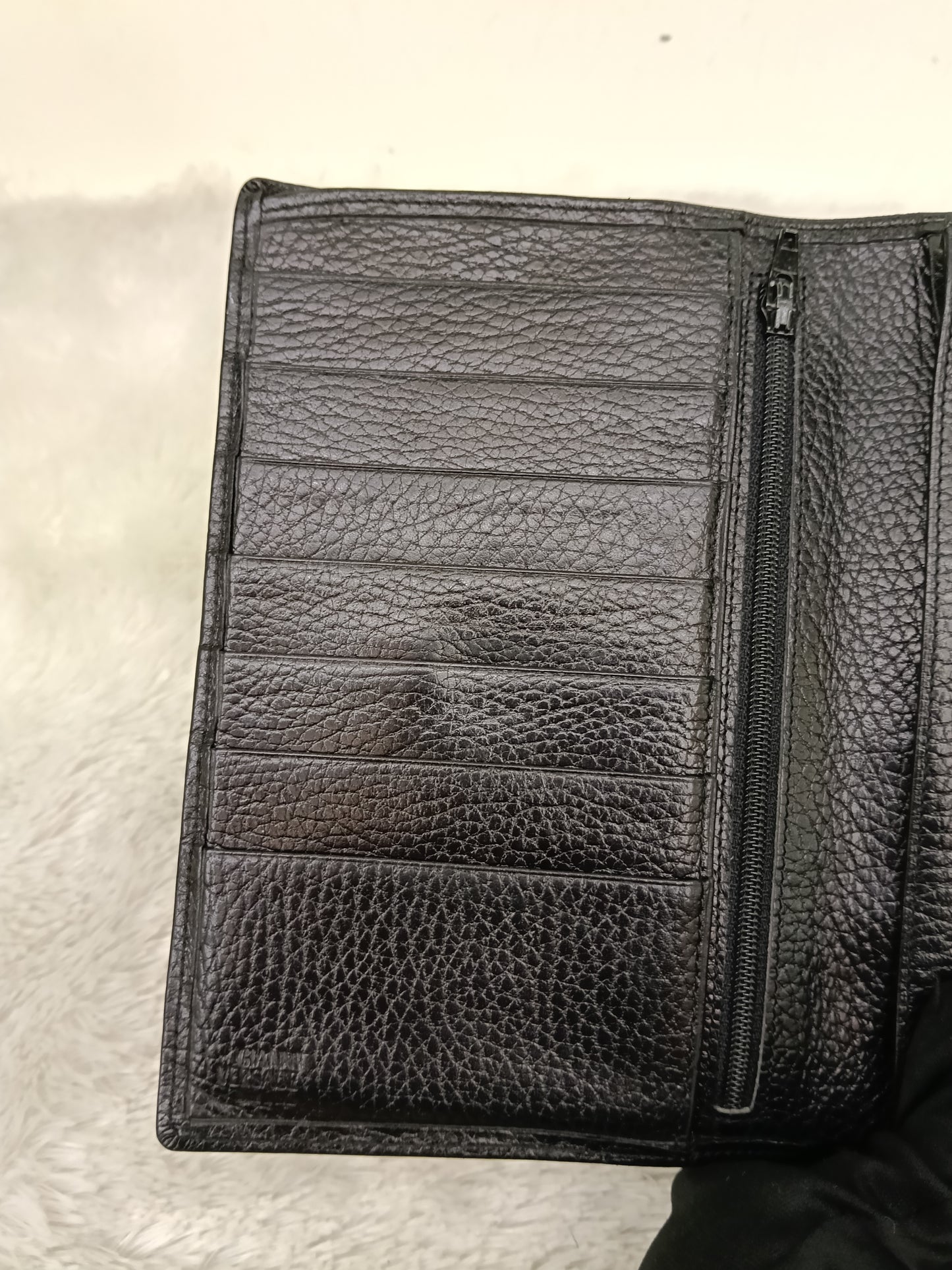 Gianni Versace Medusa Trifold Wallet Grained Black GHW