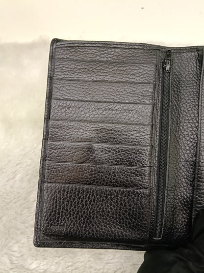 Gianni Versace Medusa Trifold Wallet Grained Black GHW