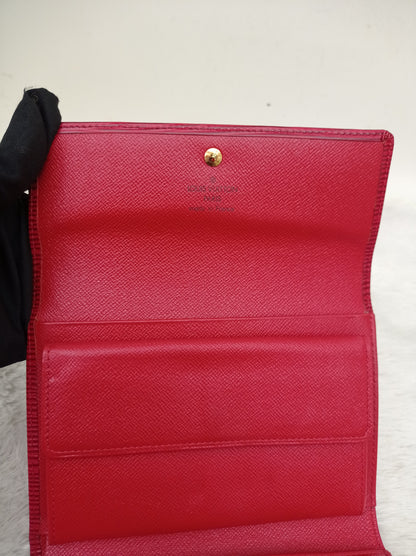 LV Portefeuille Tresor Etui Papiers Wallet Epi Red