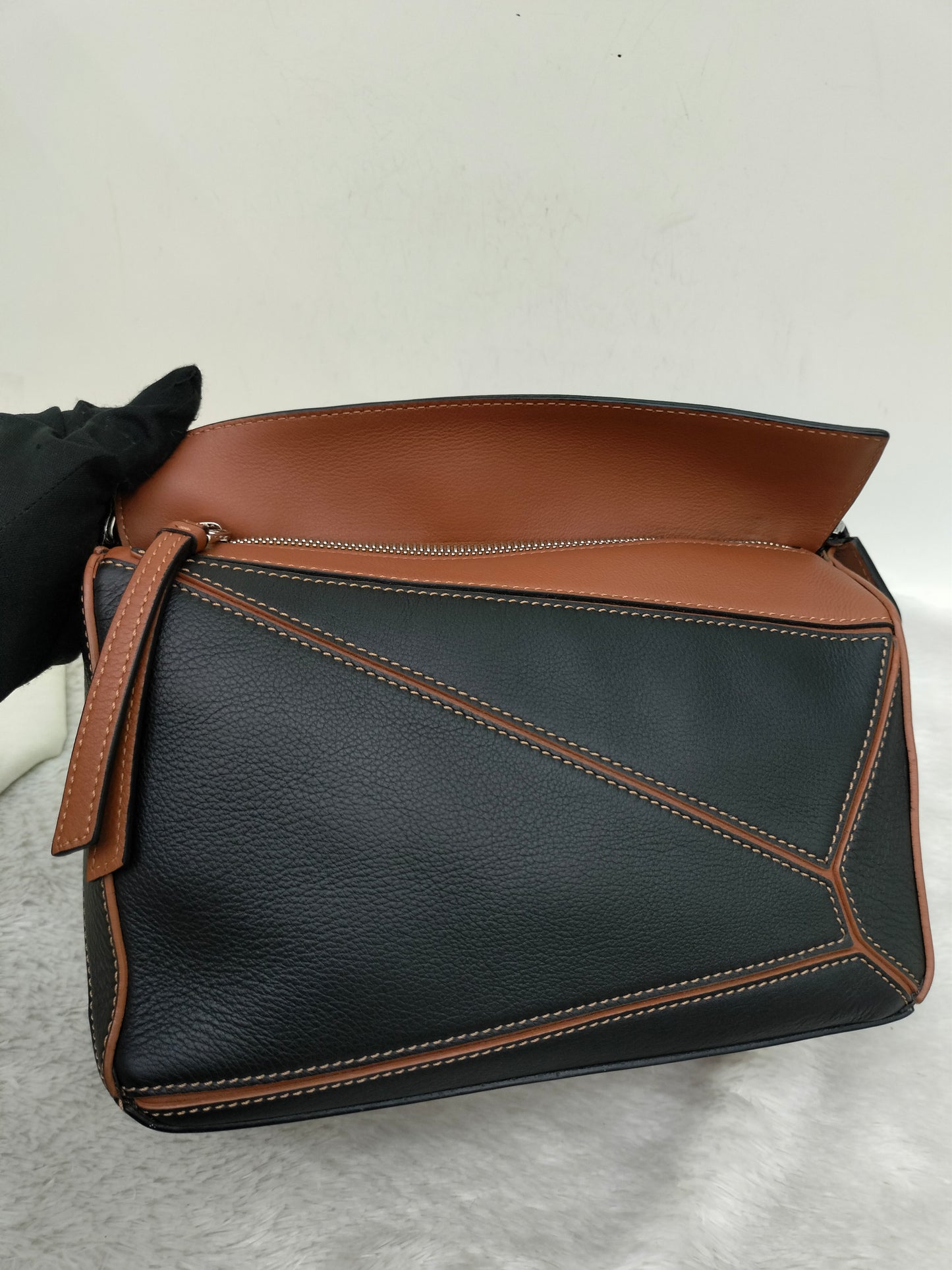 Loewe Puzzle Small Craft Calfskin Black Tan SHW 2020