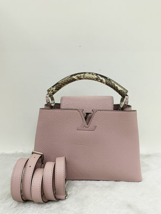 LV Capucines BB Taurillon Magnolia Handle Python 2016