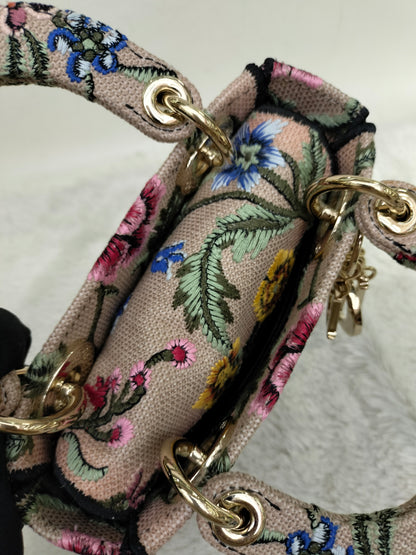 Lady Dior Mini D Lite Embroidered Canvas Mille Fleurs GHW 2023