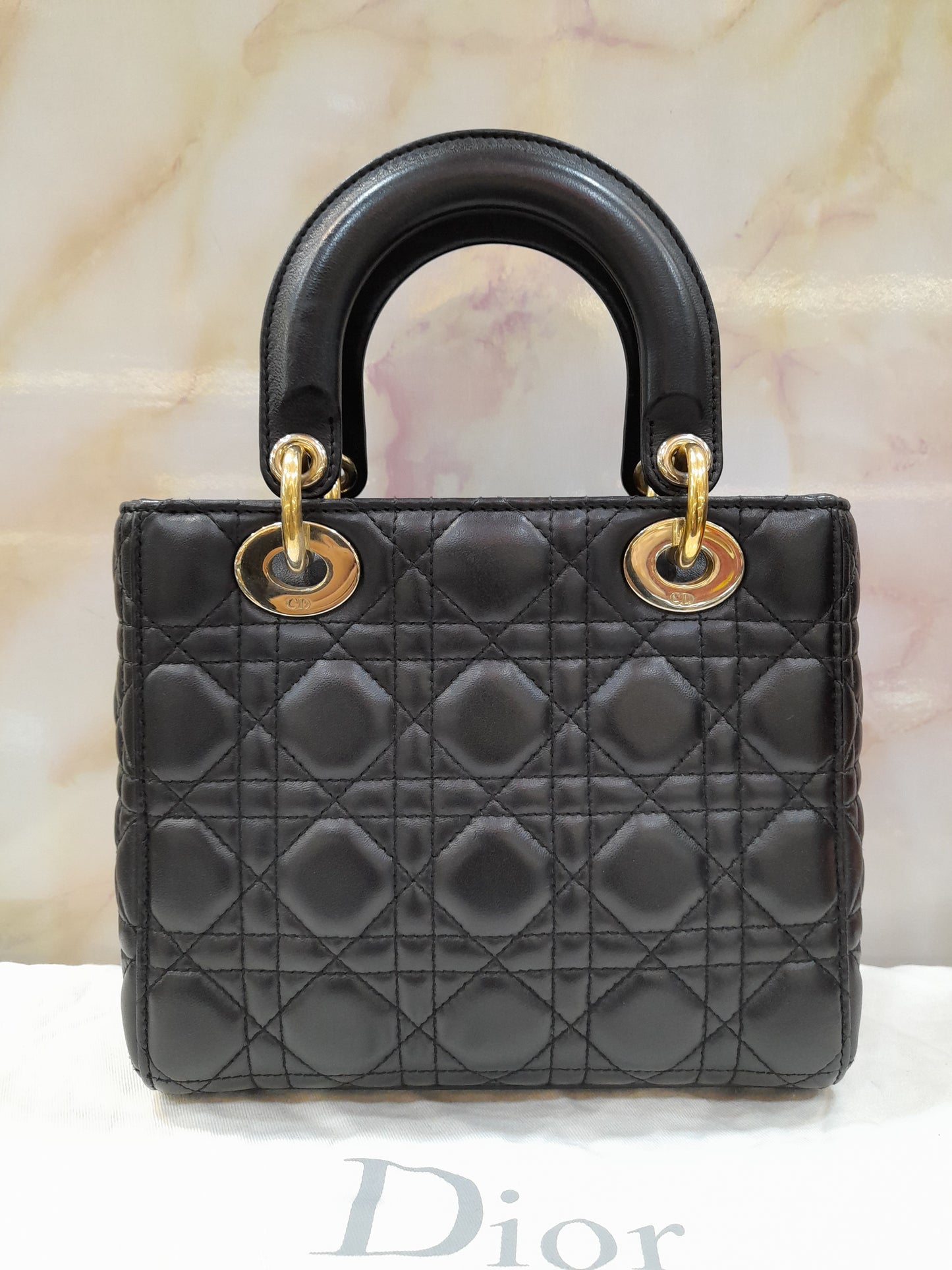 Lady Dior Small Black Lamb GHW 2019   Size 20x17x8cm