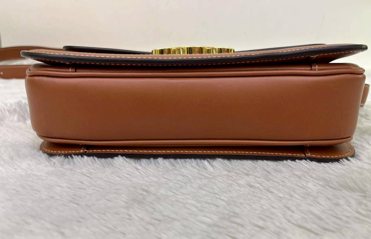 Celine Triomphe Teen Canvas Calfskin Tan Black GHW 2021