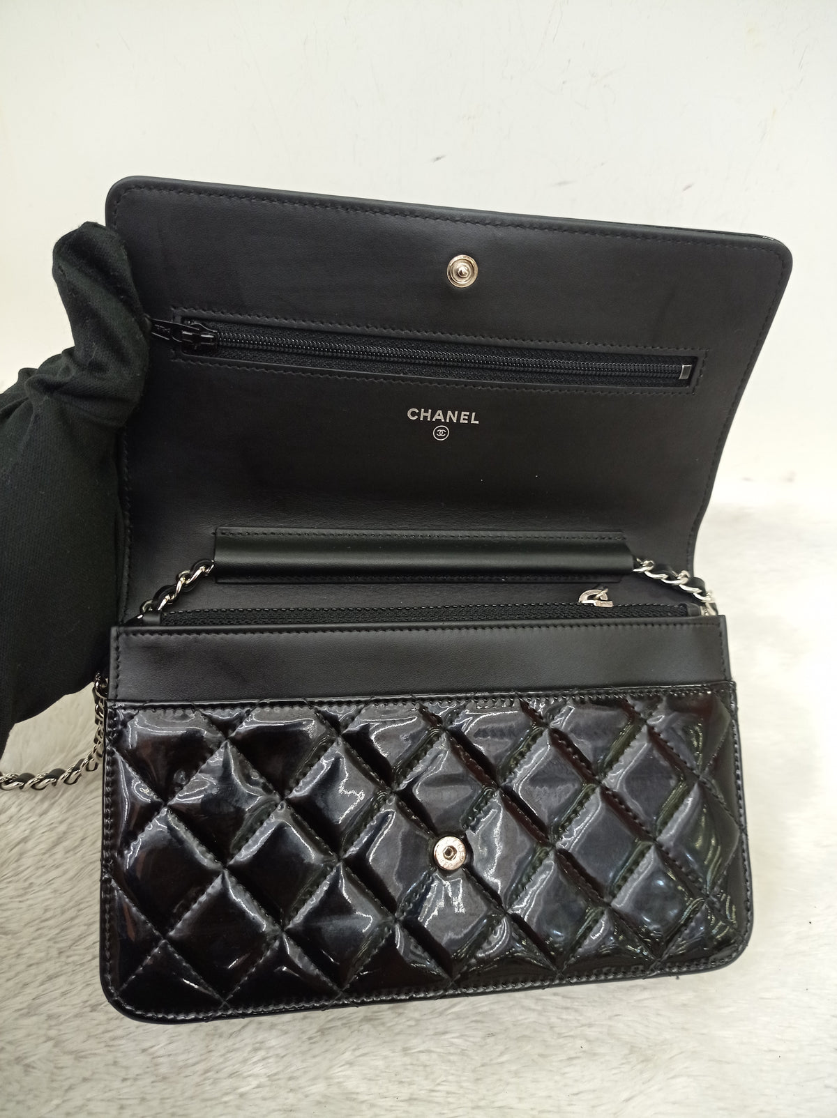 Chanel WOC Boy Patent Black SHW #20