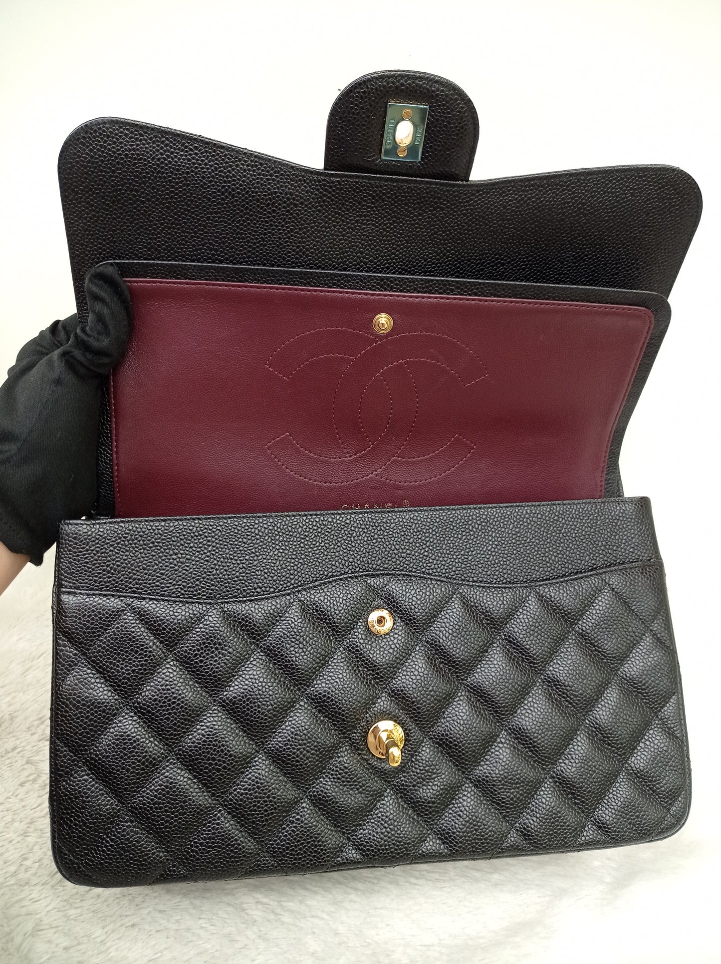 Chanel Jumbo Caviar Black GHW DF #24