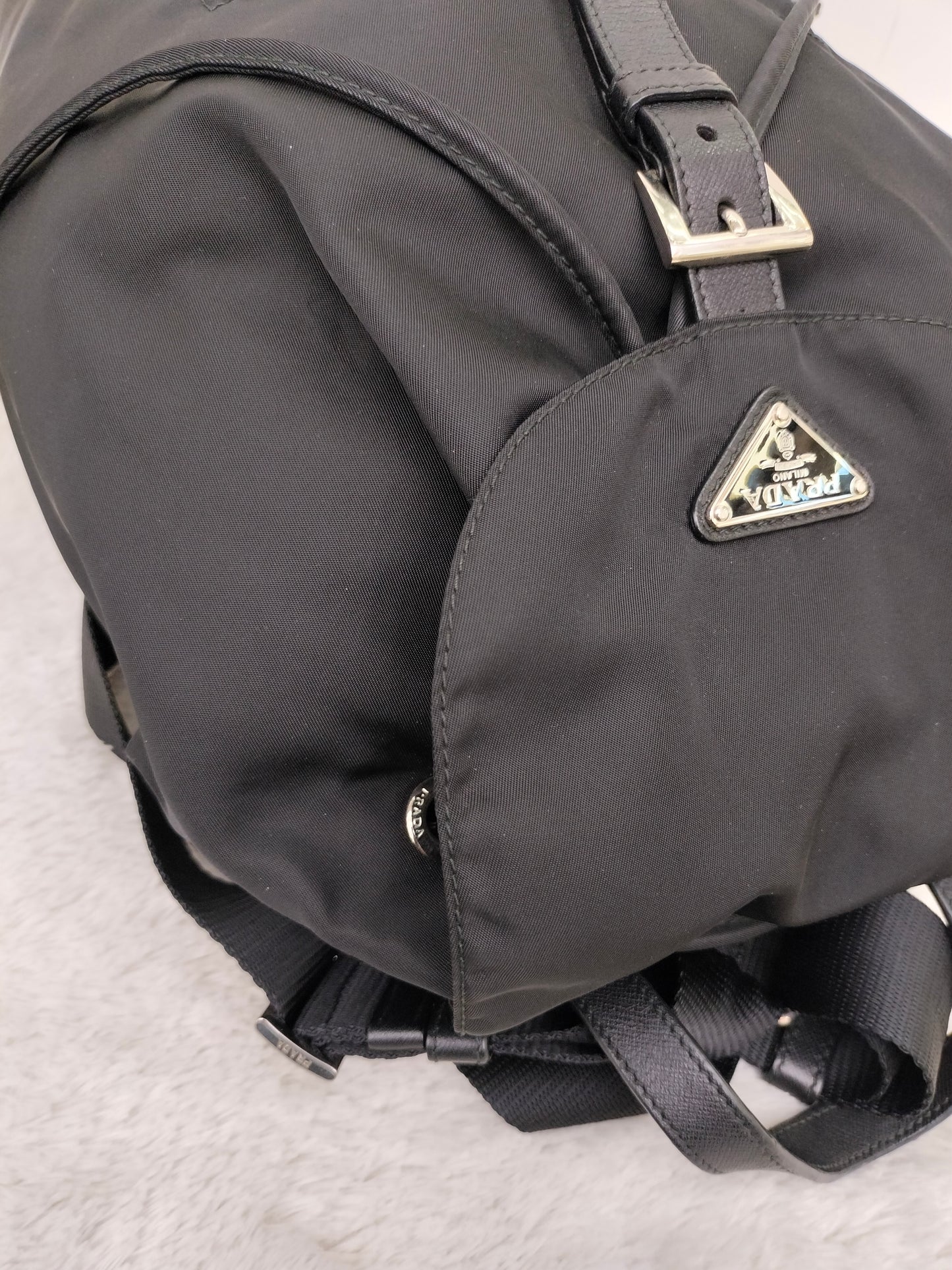 Prada Drawstring Backpack Nylon Black SHW