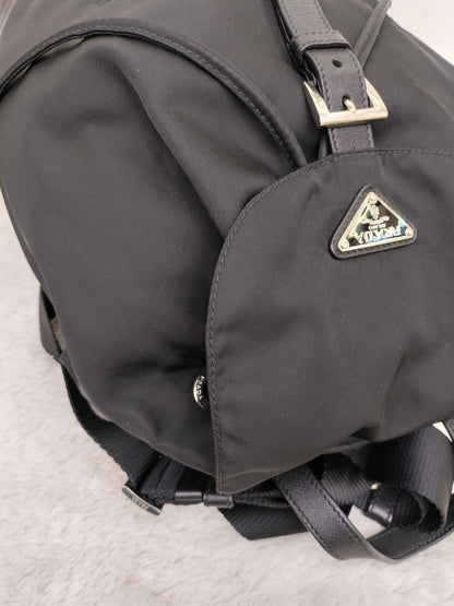 Prada Drawstring Backpack Nylon Black SHW