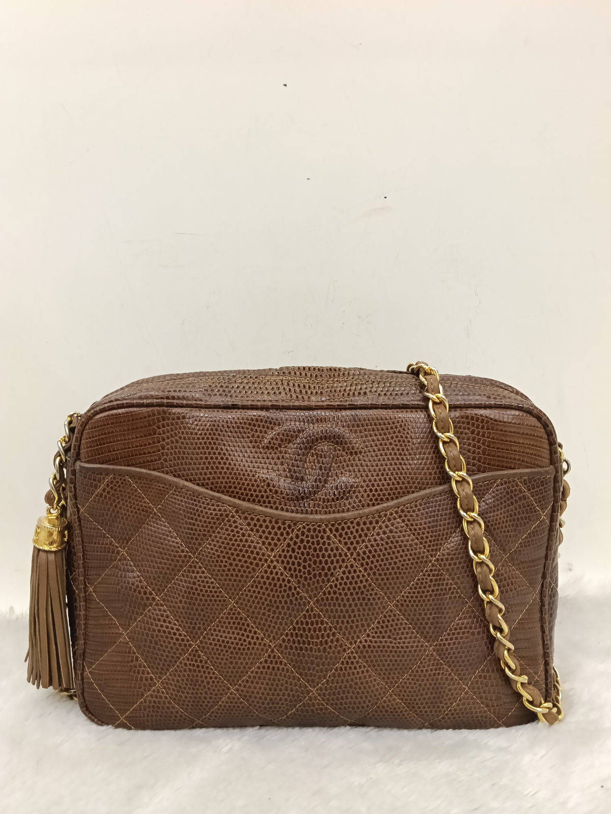 Chanel Camera Tassel Lizard Brown GHW #0