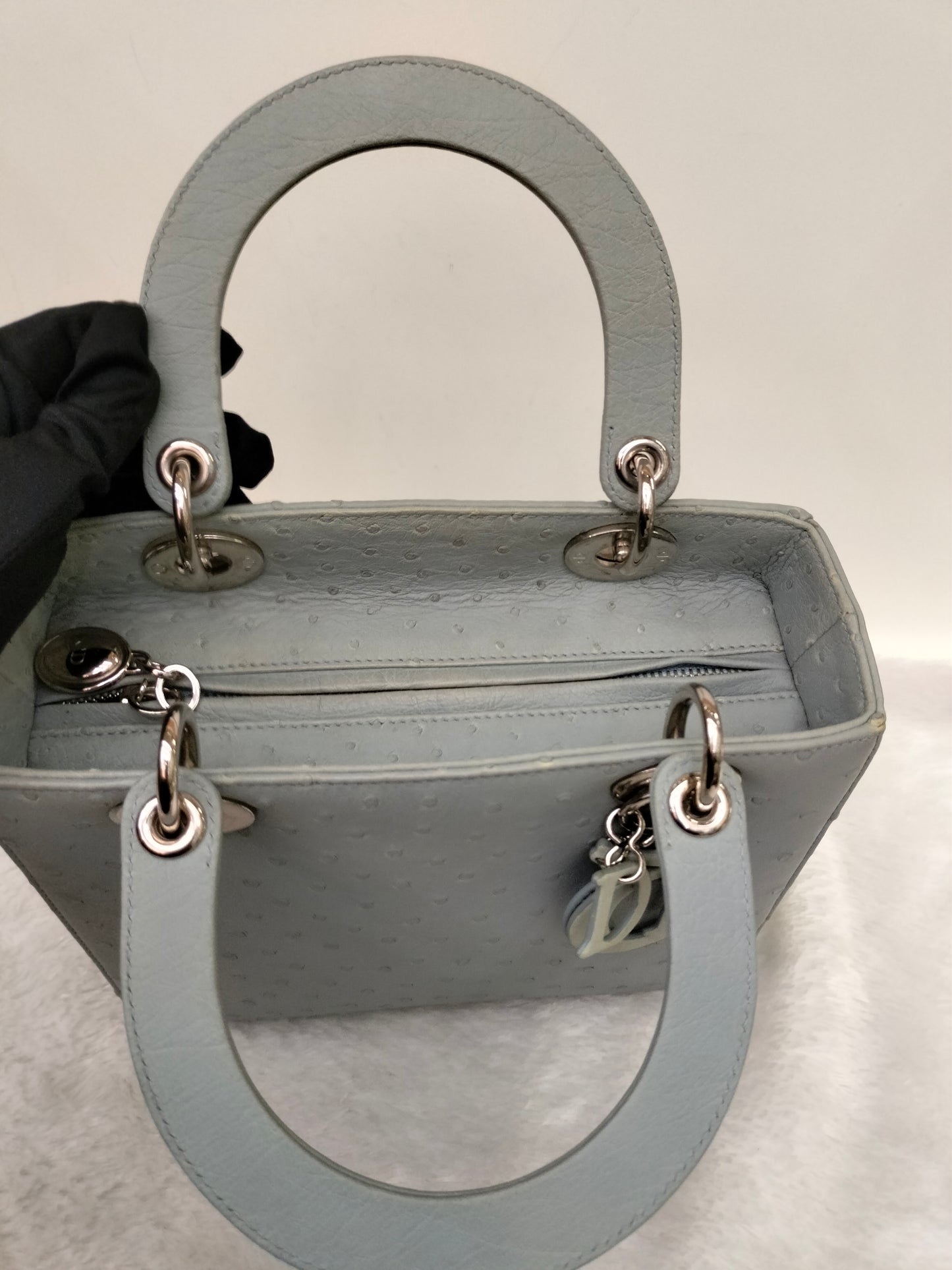 Lady Dior Medium Ostrich Baby Blue SHW 2017