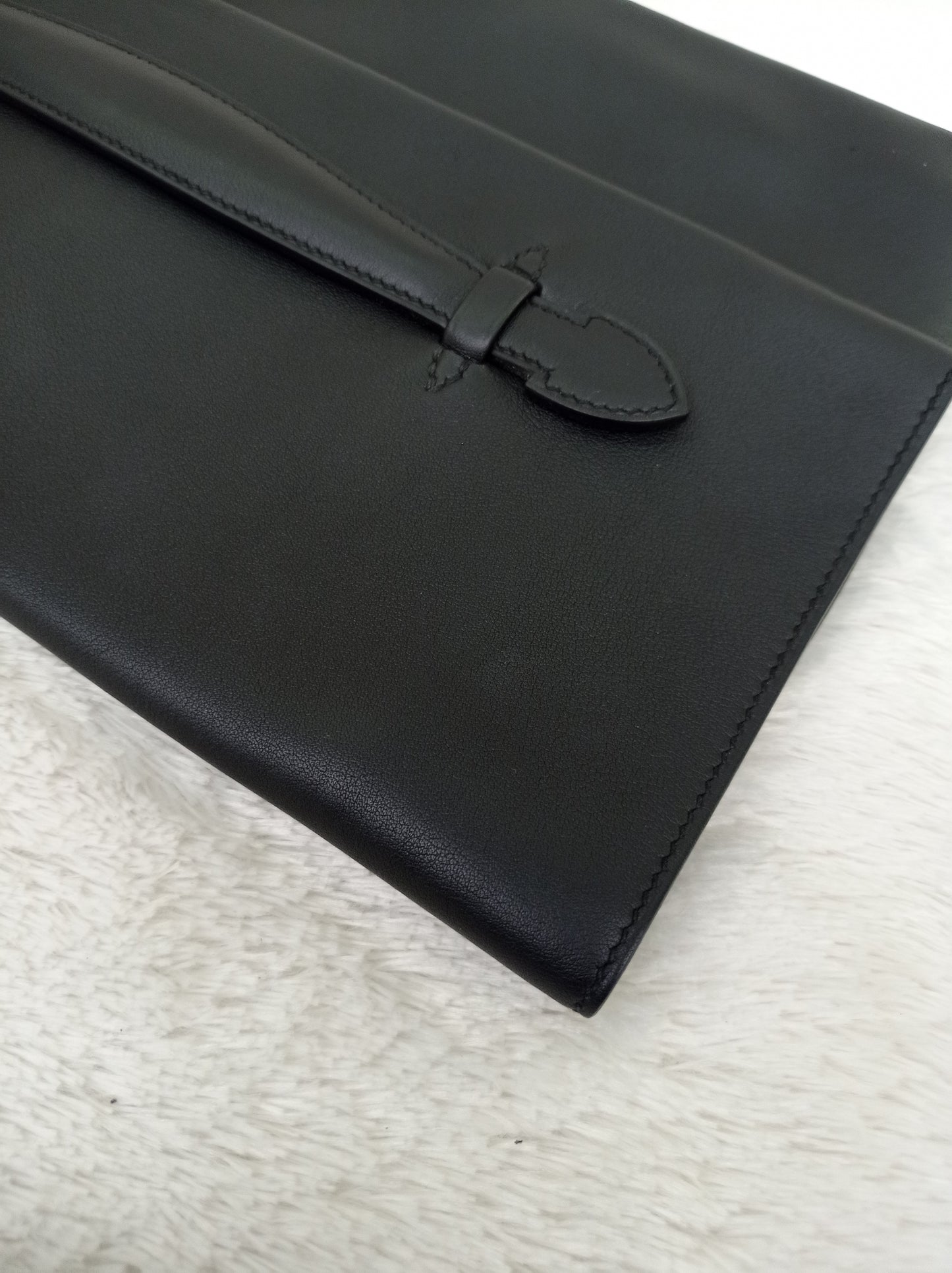 Hermes Plit Plat Clutch Evercolour Black #A