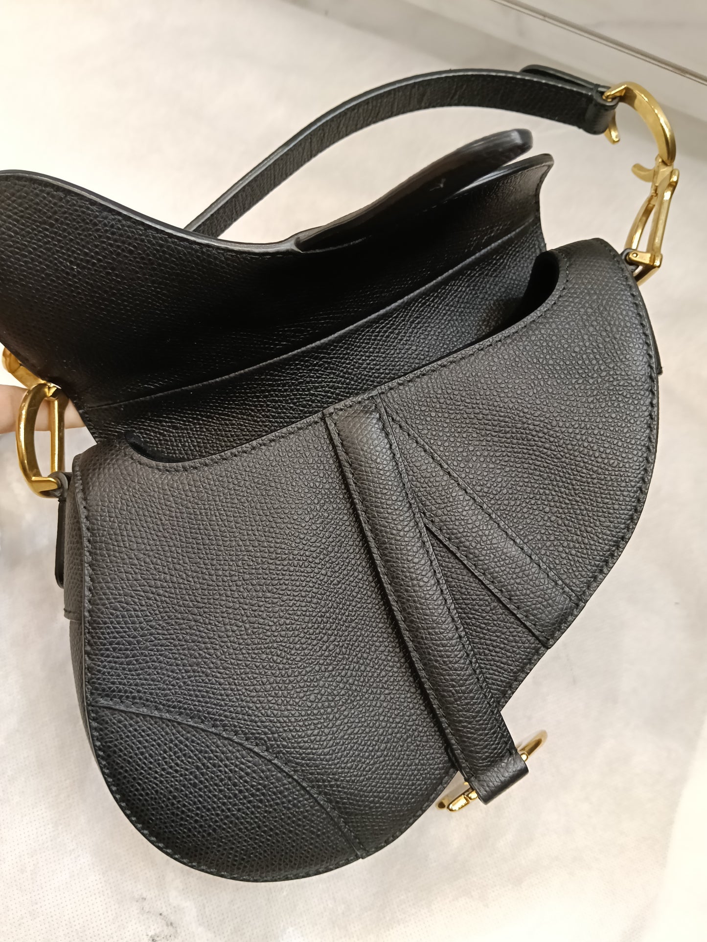 Dior Saddle Mini Grained Black GHW 2019