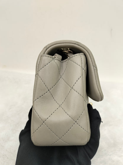 Chanel Mini Rectangular Lamb Light Grey LGHW (CHIP)