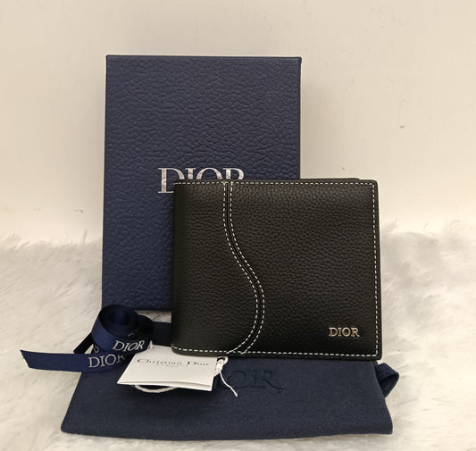 *Neverbeen Used* Dior Bifold Wallet Saddle Grained Calfskin Marquetry Black 2023