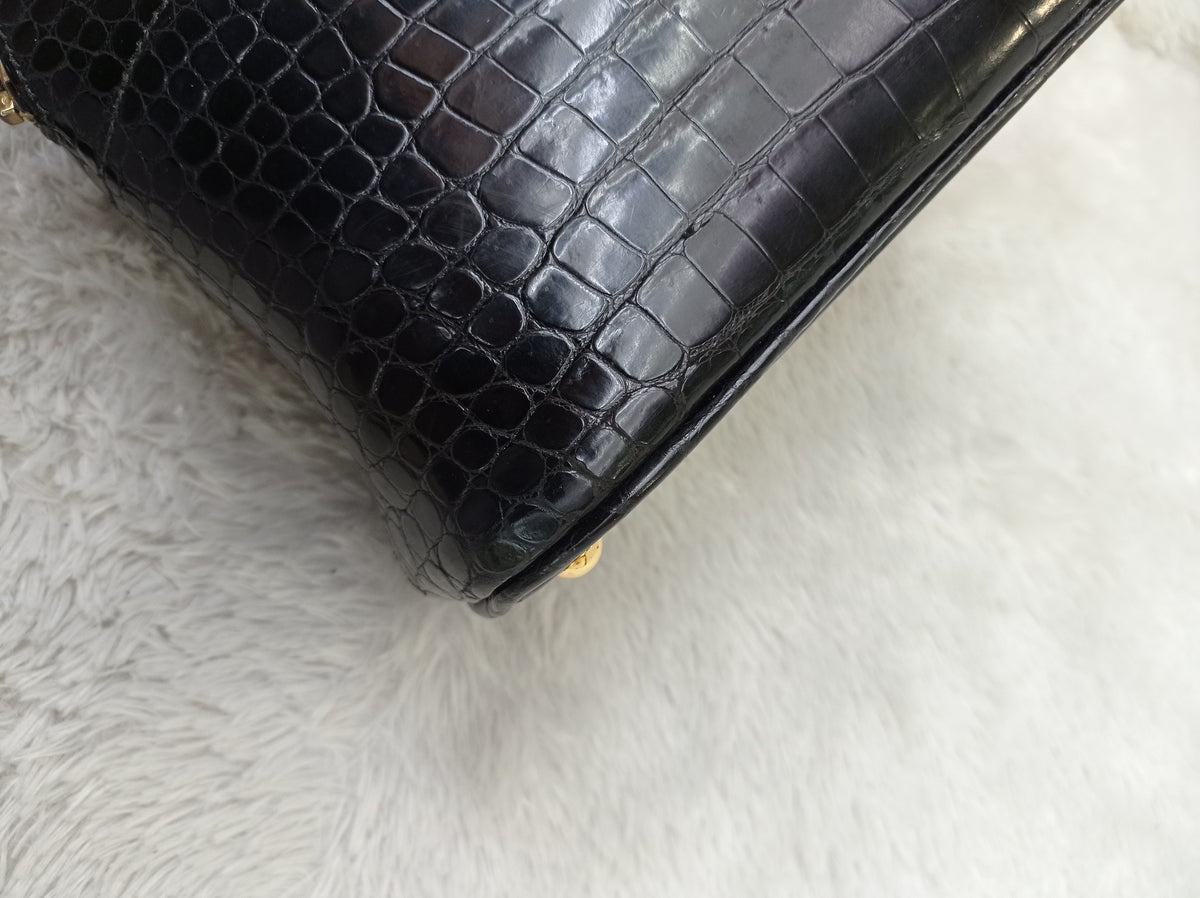 Bolide 27 Croco Porosus Black GHW #W circle