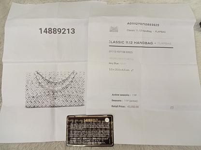 Chanel Medium Karung Snake Skin Navy SHW DF #14