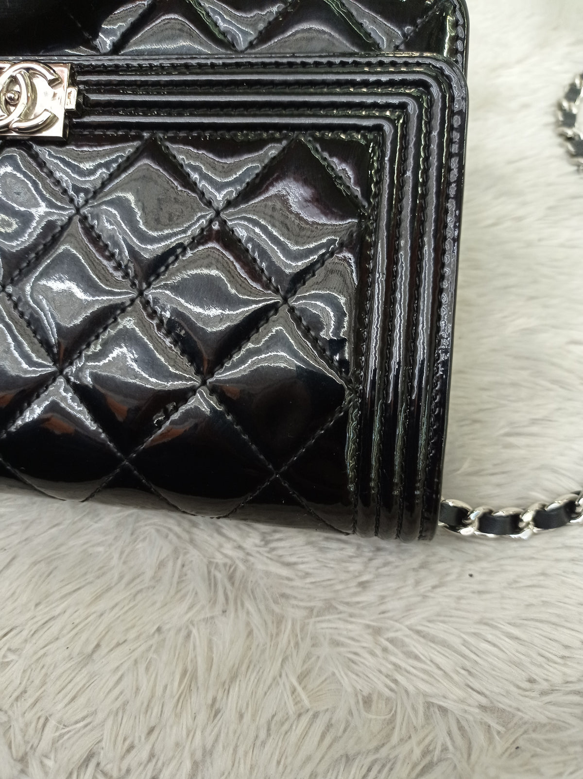 Chanel WOC Boy Patent Black SHW #20