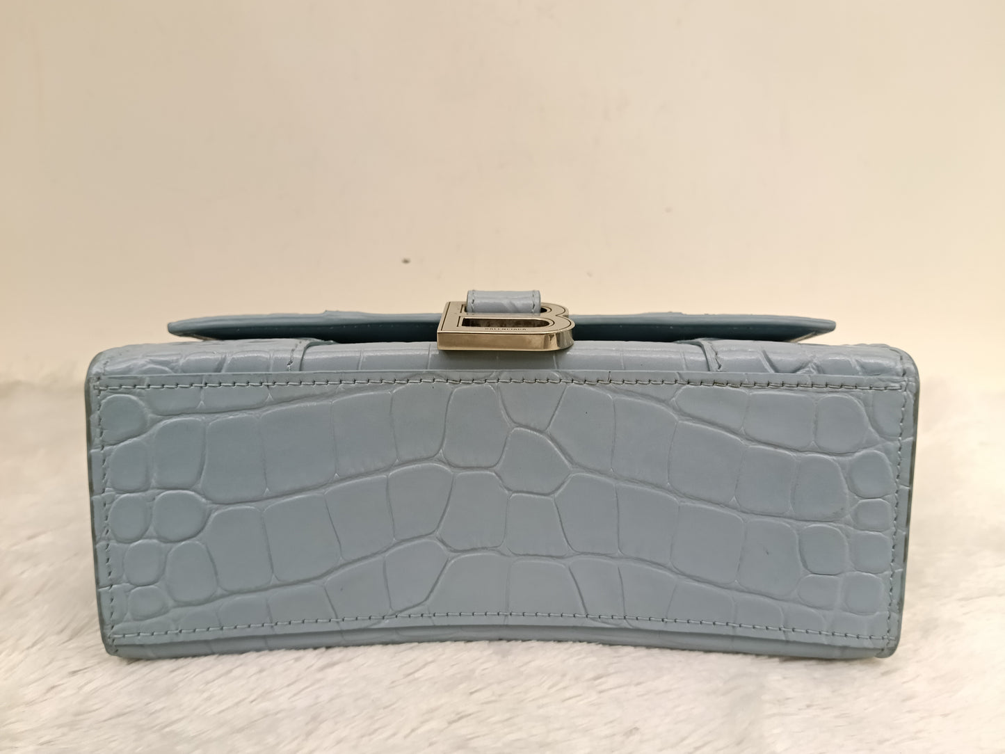 Balenciaga Hourglass XS Top Handle Croco Blue Grey SHW 2021
