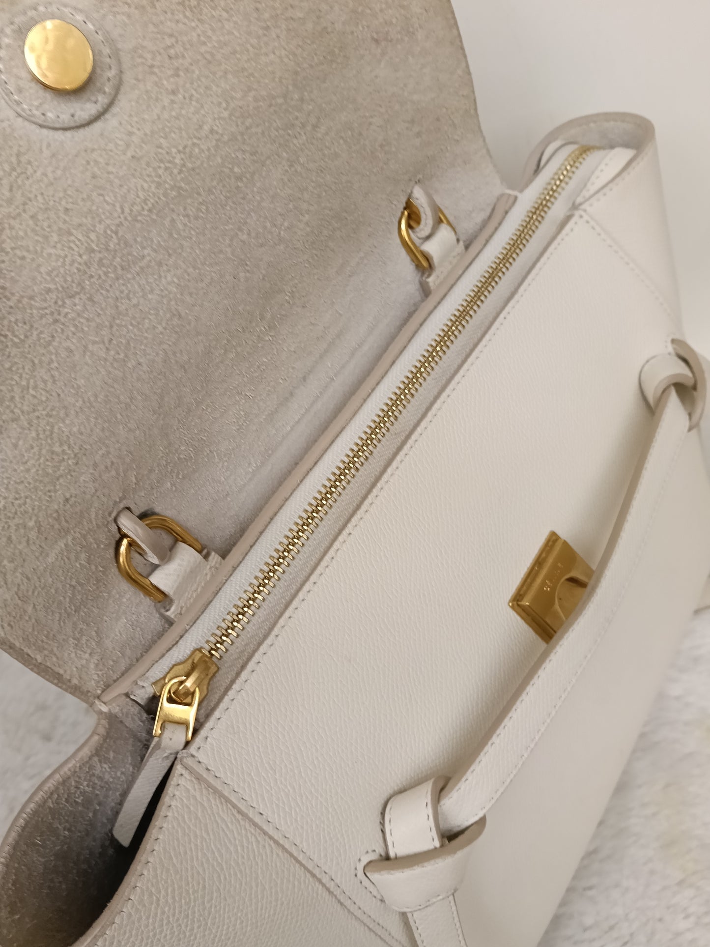Celine Micro Belt Grained White GHW 2017