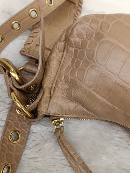 Balenciaga Le Cagole XS Croco Embossed Nude RGHW 2023