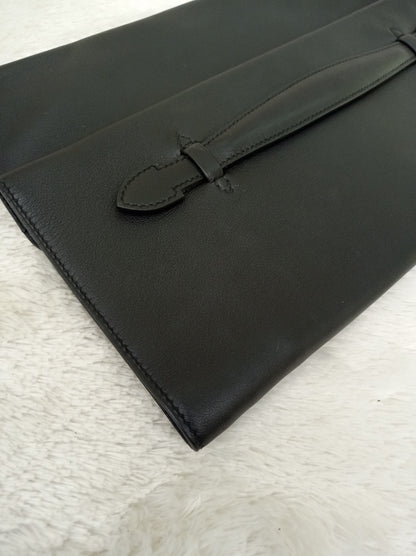 Hermes Plit Plat Clutch Evercolour Black #A
