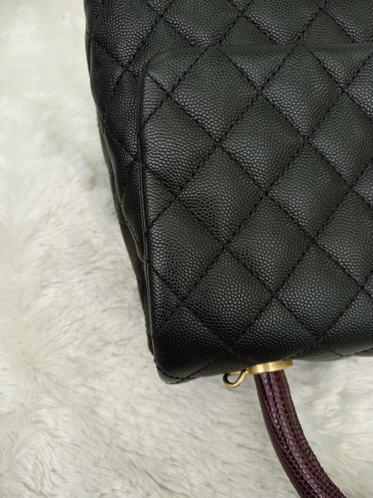 Chanel Coco Handle Medium Caviar Black Handle Lizard GHW #23
