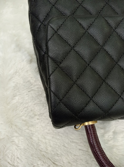 Chanel Coco Handle Medium Caviar Black Handle Lizard GHW #23