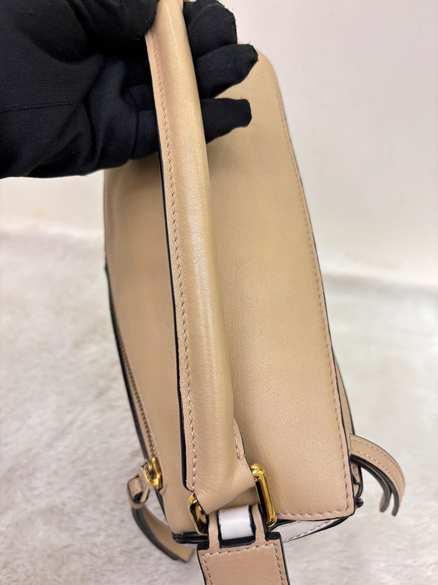 Loewe Puzzle Small Calfskin Dusty Beige Soft White GHW 2022