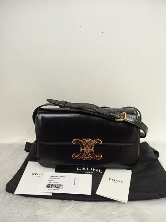 Celine Triomphe Shoulder Calfskin Black GHW 2022