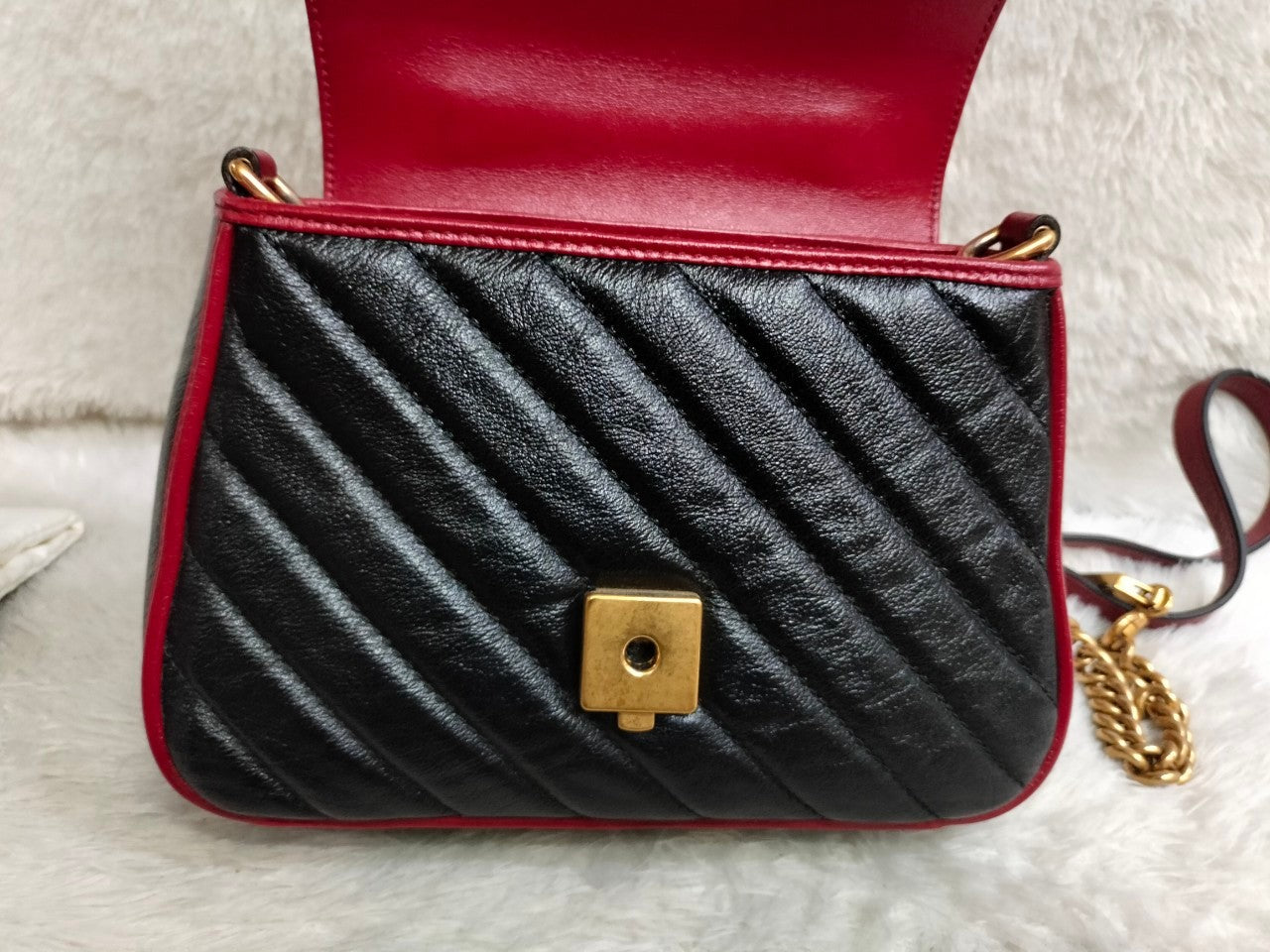 Gucci Top Handle Mini Marmont Black Red GHW 2019